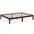 thumbnail image 2 of Costway Queen Size Wooden Platform Bed Frame 14" with Rubber Wood Legs Under-bed Storage Brown, 2 of 9