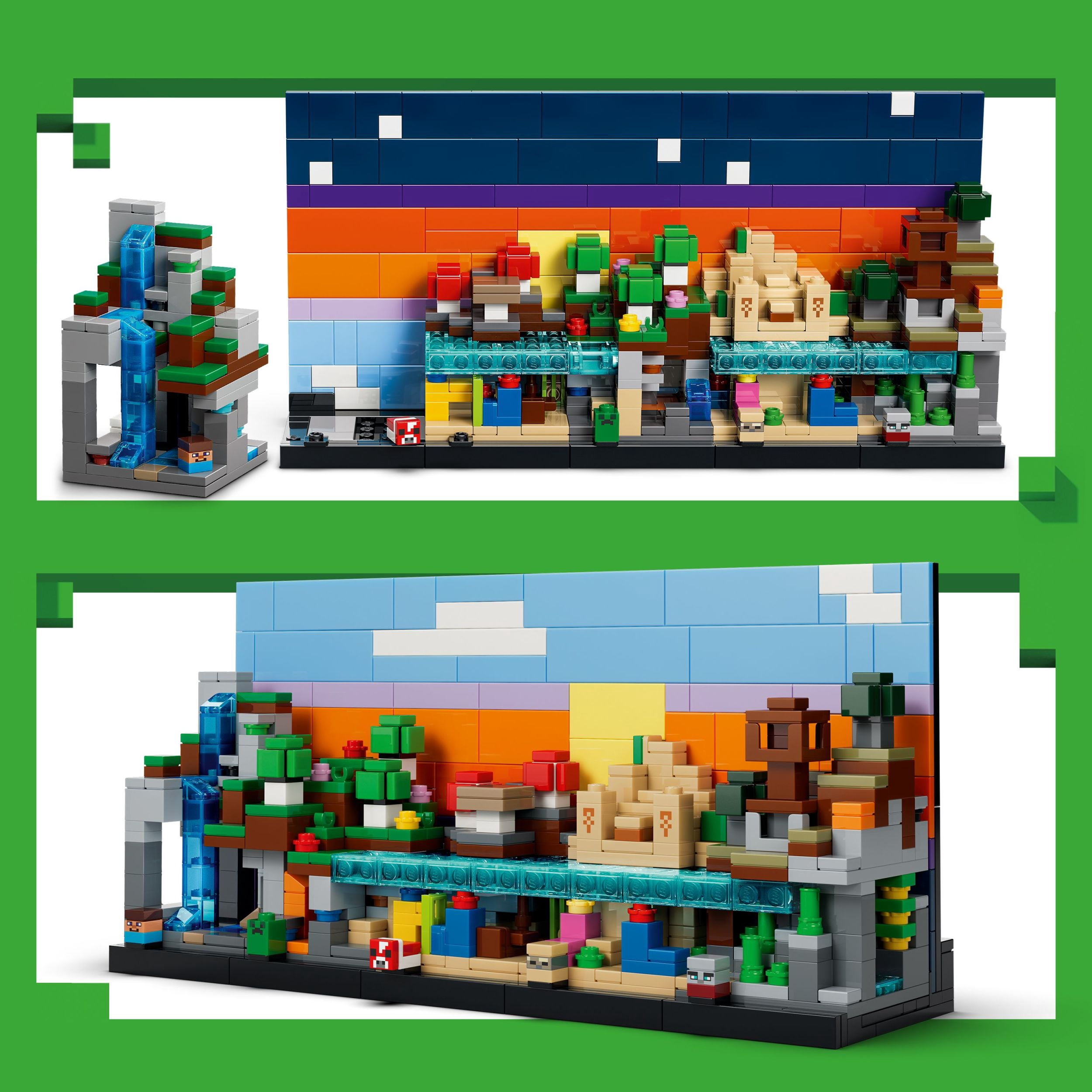 LEGO Minecraft Biomes Miniatures, Art Inspiré des Jeux Vidéo, Ensemble de Construction 21589