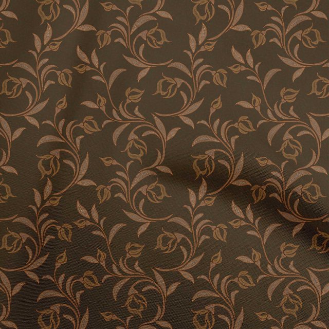 oneOone Viscose Chiffon Brown Fabric Floral Craft Projects Decor Fabric Printed By The Yard 42 Inch Wide