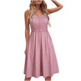 thumbnail image 1 of Pisexur Robe Sans Manches à Col en V Femmes Mode Été Bord de Mer à Bretelles Sans Manches Col en V Imprimé Robe Décontractée Hauts pour Femmes, 1 of 9