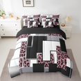 thumbnail image 2 of YST Girls Geometric Leopard Print Bedding Set, 7 Piece, Kids Pink Black Grids Cheetah Print, Twin, 2 of 5