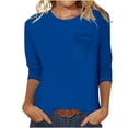 thumbnail image 1 of FAIWAD Womens 3/4 Sleeve Tunic Tops Solid Color Round Neck Shirt Soft Lightweight Loose Top with Chest Pockets, 1 of 4