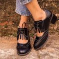 thumbnail image 2 of CEHVOM Women's Shoes British Style Solid Color Retro Middle Heel Lacing Non-slip Sandals, 2 of 6