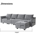 thumbnail image 3 of HONBAY Modular Sectional Couch with Reversible Chaise L-Shape Sofa 4-Seat Couch, Grey, 3 of 6