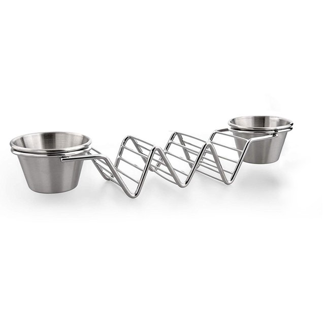 Mistaha Porte-Tacos Élégant en Acier Inoxydable Support de Taco avec 2 Tasses à Salade 1 Ensemble