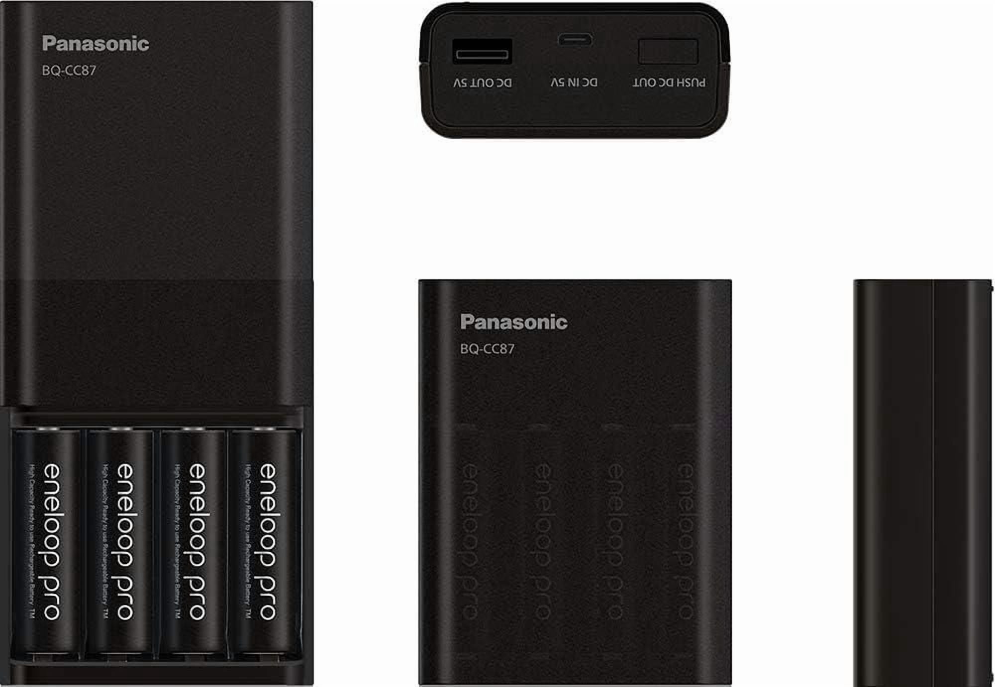 Panasonic Eneloop Individual Battery Charger with Portable Charging Technology and 4AA eneloop pro Rechargeable Batteries