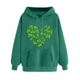 thumbnail image 1 of Plebaso Chandails en Molleton à Capuche pour Femmes pour la Saint-Patrick, Manches Longues, Imprimé Trèfle, 1 of 5