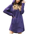 thumbnail image 1 of cfhntfmh Robes Chandails pour Femmes Confortables à Manches Longues Robe à Capuche Surdimensionnée Automne Douce Couleur Unie Robe Mini avec Poches, 1 of 5