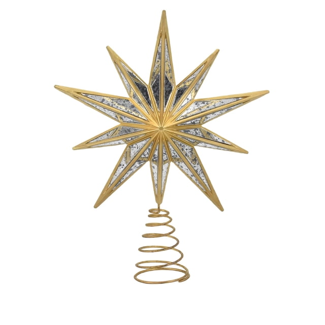 FRAÎCHE 12.25" Star Iron Christmas Tree Topper, Gold
