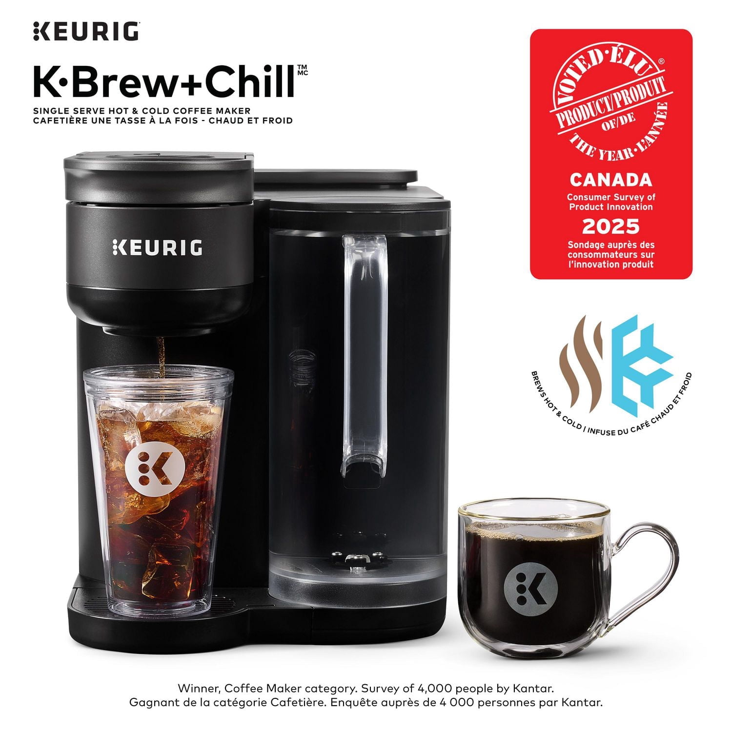 Cafetière une tasse à la fois pour capsules K-Cup, chaud et froid, K-Brew+Chill