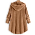 thumbnail image 4 of yoeyez Recent Orders Placed Fall Winter Cardigan for Women 2024 Oversized Open Front Fleece Jackets Solid Fuzzy Buttons Teddy Coats Outwear With Pockets, 4 of 7