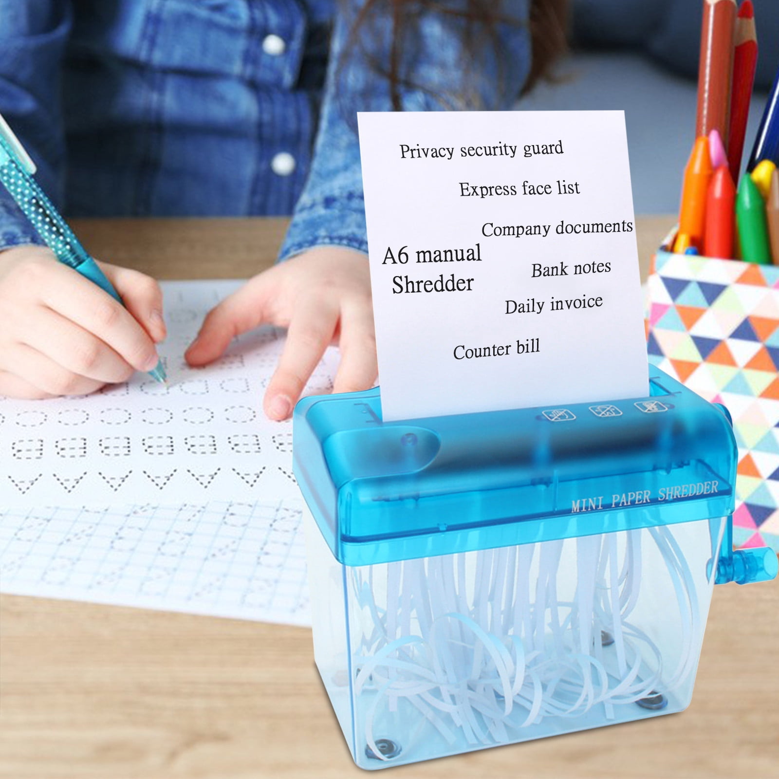 SPOORYYO Portable Manual Hand Shredder for A6 Paper, 2 Sheet Capacity, 12cm Inlet Width, for Paper, Bills, Receipts