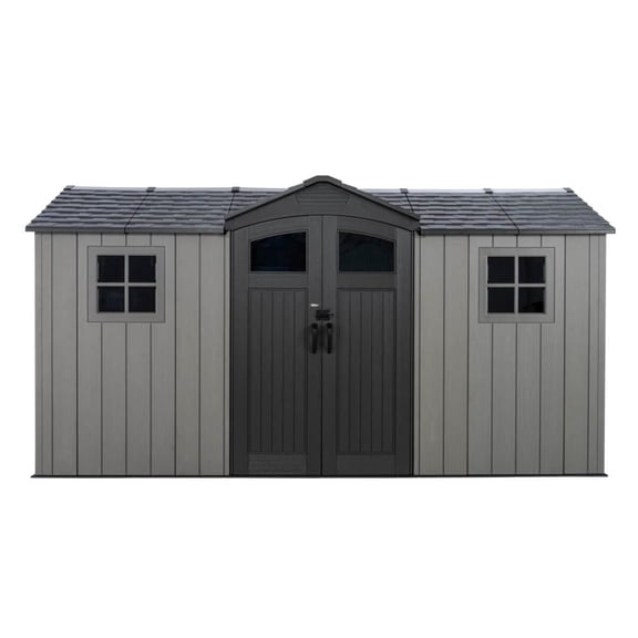 Abri de rangement extérieur Lifetime 14,5 pieds x 7 pieds avec entrée latérale - Abri durable et résistant aux intempéries pour jardin, outils et équipement