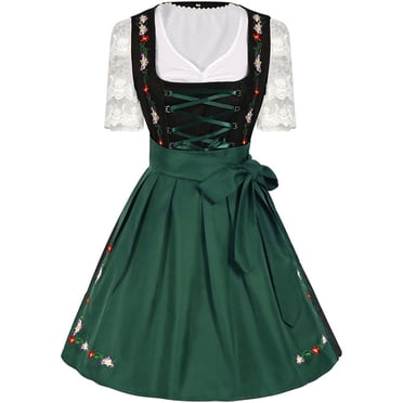 Kcodviy Oktoberfest S Women Dirndl White Gothic Dress Plus Size Dresses Women Traditional Oktoberfest Gothic Cottagecore Clothing Dress Carnival