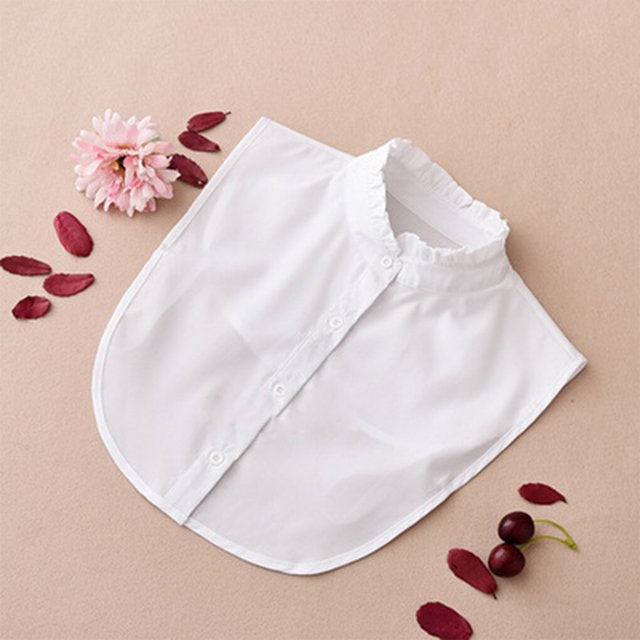 Maoww Women Simple Design Solid Color False Collar Girls Formal Fake Half Shirt Decorative Detachable Lapel Accessory White Stand