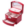 thumbnail image 3 of MesaSe Jewelry Box Organizer 3 Layer Faux Leather Necklace Ring Earrings Display Storage Case  Rose Red, 3 of 10