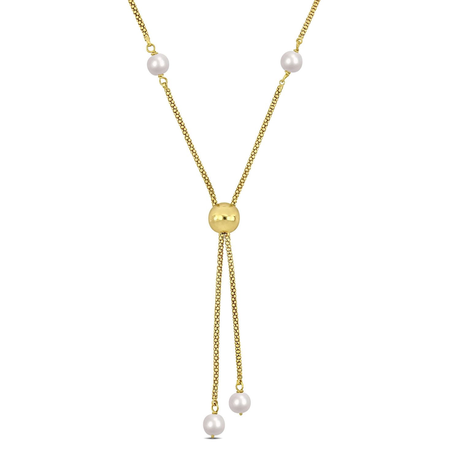 Collier de Miabella avec perles culture d'eau douce en argent sterling plaqué en or jaune 18K