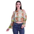 thumbnail image 1 of Moomaya Cold Shoulder Tops Shirts For Women Button Down Long Ruffle Sleeve Top, 1 of 4