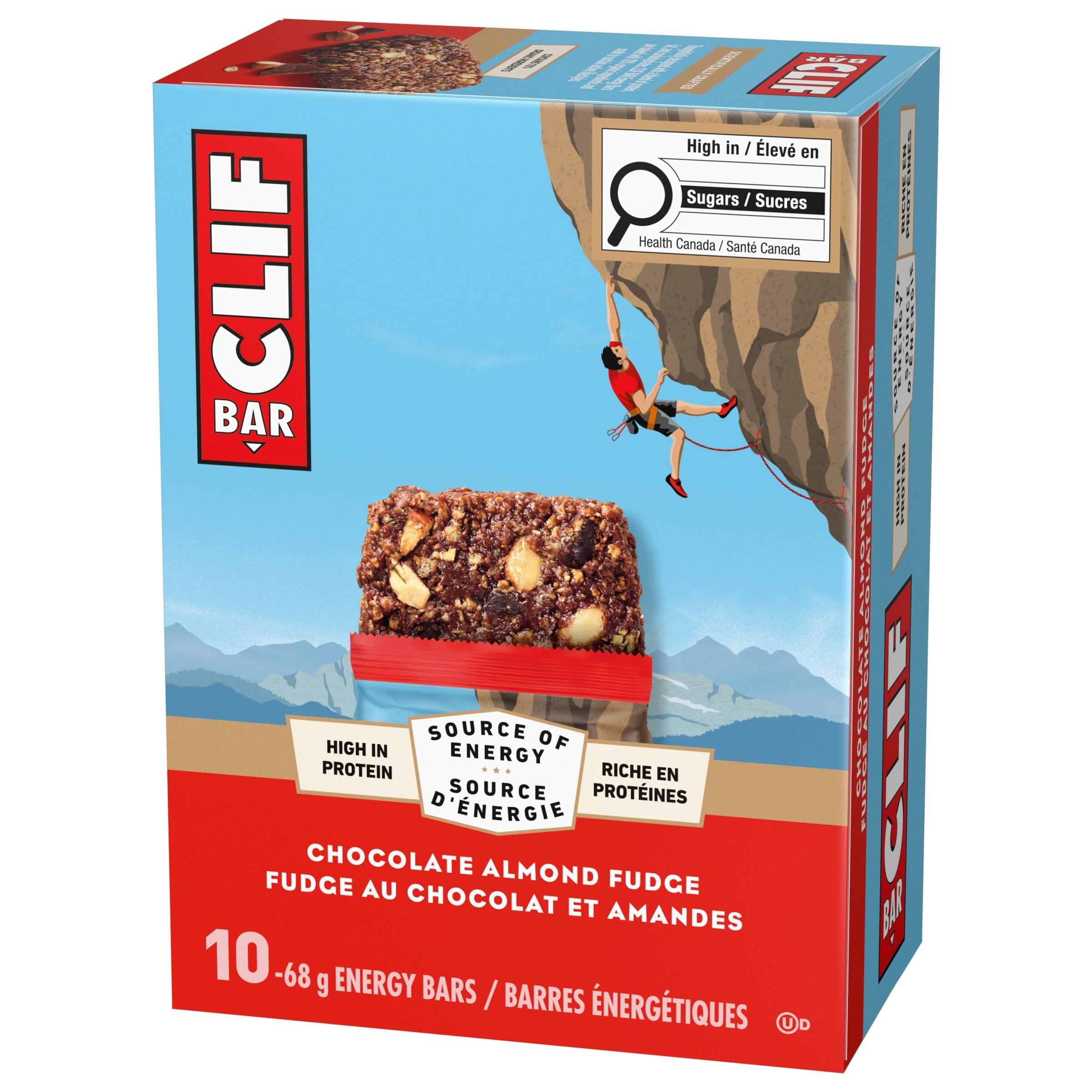 CLIF BAR Barres Énergétiques, Fondant au Chocolat et Amandes, Barre Granola, Riche en Protéines, Contient 70 % d'Ingrédients Biologiques