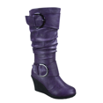 thumbnail image 1 of Bottes Mode pour Femmes à Fermeture Éclair Hauteur Genou, Talon Compensé Décontracté, Chaussures d'Hiver ( Violet, 6 ), 1 of 5