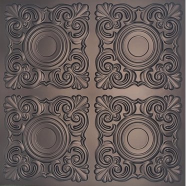 Drop-In, Glue-Up 2'x2' Faux Tin PVC Ceiling Tile , Mocha, Sample