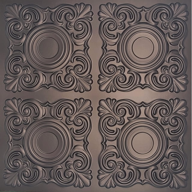 Drop-In, Glue-Up 2'x2' Faux Tin PVC Ceiling Tile , Mocha, Sample