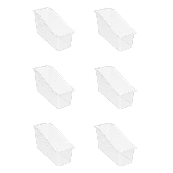 Storex Large Plastic Book Bin, Desktop Organizer for Classrooms, Offices, and Home Storage, Clear