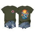 thumbnail image 2 of Pisexur Hauts pour Femmes, Chemisiers pour Femmes Chic Décontracté, Haut en Lin Décontracté pour Femmes à Col Rond Grande Taille Imprimé à Manches Courtes T-shirt Blouse Vert Armée, 5TG, 2 of 2