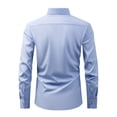 thumbnail image 3 of RXIRUCGD Chemise Cardigan pour Homme à Col Rabattu Uni, Haut de Bureau à Boutons, Bleu Pâle, Taille : S, 3 of 8