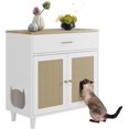 thumbnail image 1 of Hidden Cat Litter Box Furniture with Storage Drawer - Wood Enclosure with Sisal Doors, Dog-Proof Design, 1 of 6