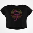 thumbnail image 1 of Retro 80s Neon Sign Flamingo Sunset Junior Boxy Crop top T Shirt, 1 of 1
