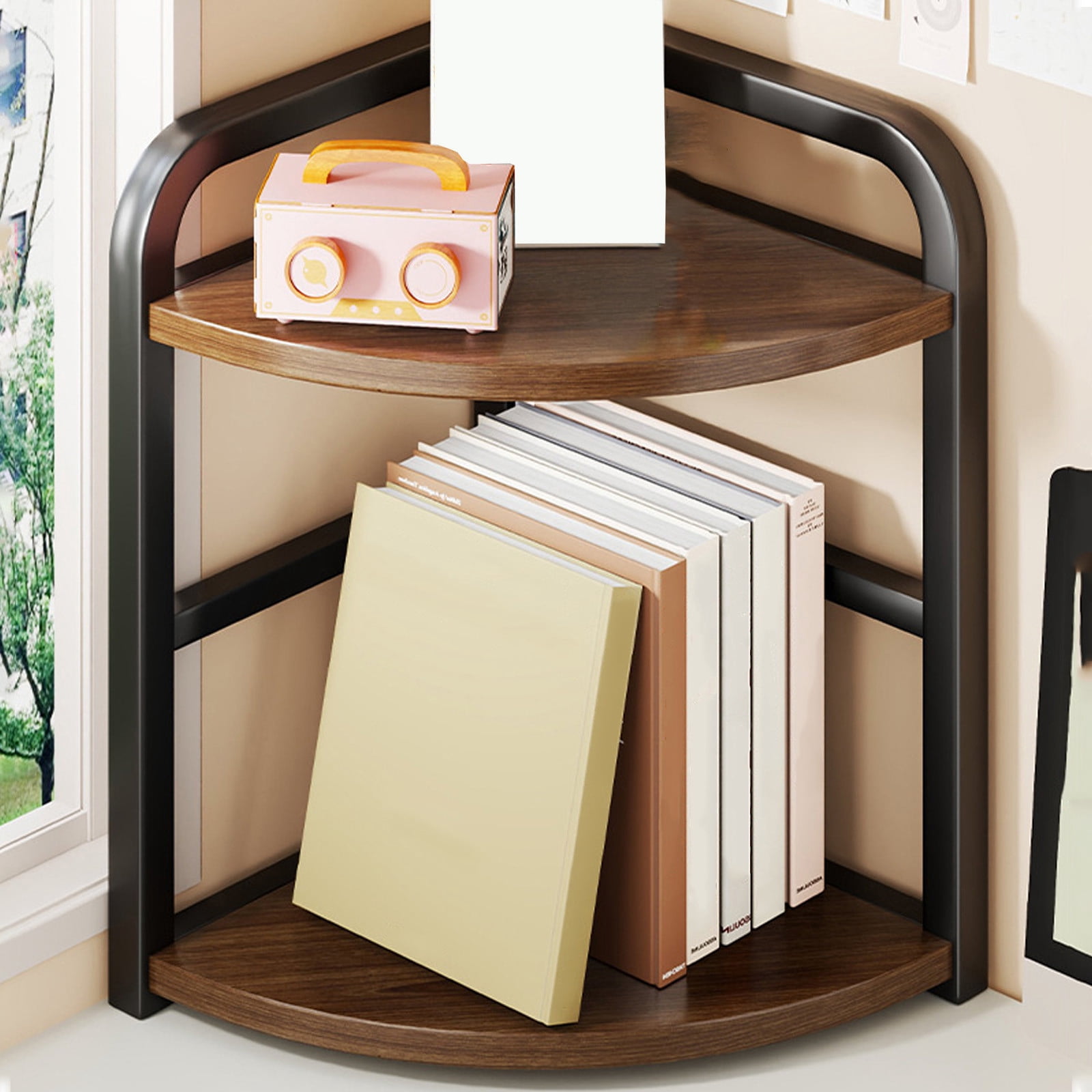 TIMIFIS Desktop Storage Rack, Bookshelf Desktop Storage Rack Office Desk Corner Storage Rack Simples Corner Triangular Shelf Desk Small Bookshelf Desk Organizer