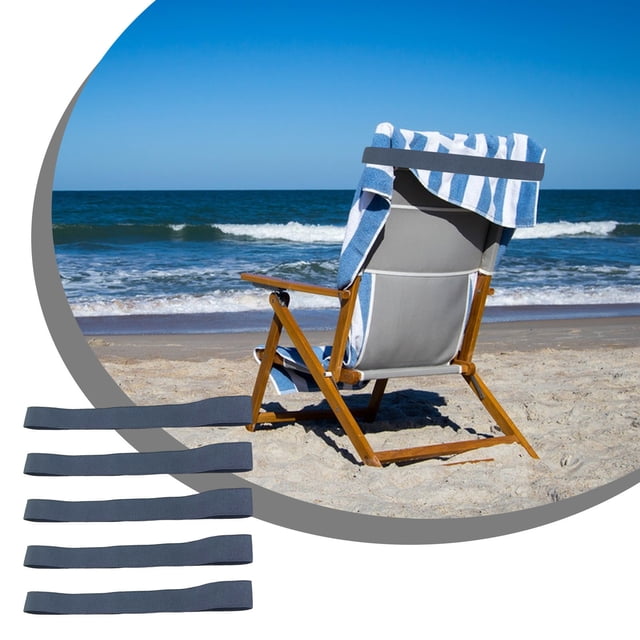 Pack of 5 Stretchy Locking Beach Chair Towel Straps – Elastic, Non-Slip Clips for Securing Towels, Books, and Cushions, Perfect for Pool and Lounge Use