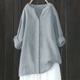 thumbnail image 2 of AherBiu Plus Size Tops for Women Cotton Linen Button down Shirts Causal Long Sleeve Fall Loose Fitting Blouses, 2 of 4