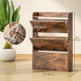thumbnail image 3 of HOMCOM Narrow Shoe Cabinet Farmhouse Shoe Storage Cabinet Rustic Brown, 3 of 10