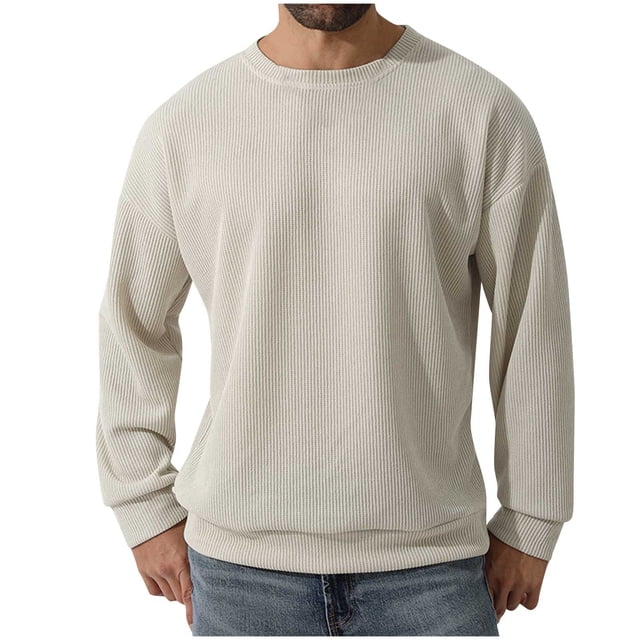 LOVZFMLL Vestes pour Hommes Décontractées Sport Manches Longues Couleur Unie Col Ras du Cou Chandail Chandail Base