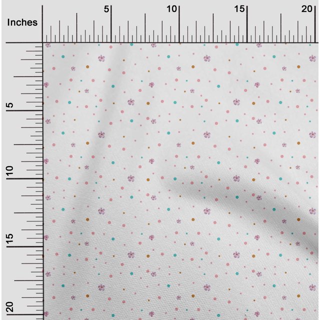 oneOone Coton Popeline Tissu Dot & Fleur Imprimé Floral Tissu BTY 42 Pouces de Large