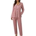 thumbnail image 1 of Kcodviy Femmes Décontracté Col à Revers Bouton Pyjama pour Femmes Imprimé à Pois Deux Pyjama Court pour Femmes Pièce Manches Longues Pyjamas Hauts Femmes Ensemble de Pyjamas, 1 of 7