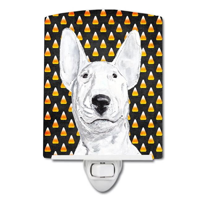 Carolines Treasures SC9534CNL Bull Terrier Candy Corn Halloween Ceramic Night Light