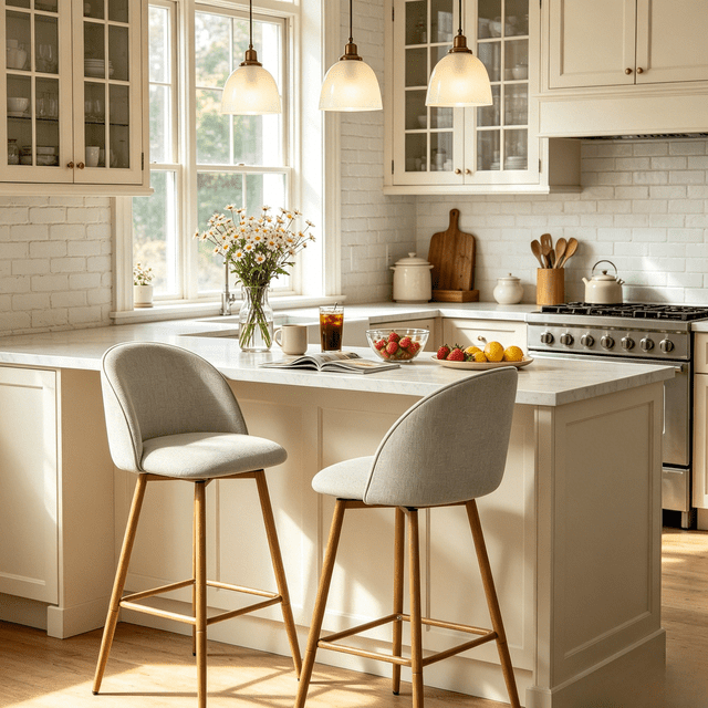 Homy Casa Set of 2 Counter Height Bar Stools 360 Swivel Upholstered Barrel Chairs for Kitchen Island Beige