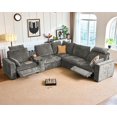 thumbnail image 1 of BEDEEP 134'' Power Recliner Sofa with Headrest Console, Moduar Cloud Sectional Chenille Reclining Couch with Charging Station, Convertible 5-Seater Sofa Couch for Living Room RV, Grey, 1 of 9