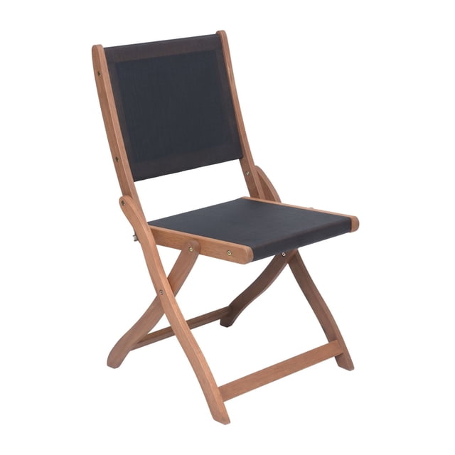 Dura Maui Chaise en Bois, Lot de 2, Comprenant une Chaise de Salle à Manger Extérieure Pliante avec un Cadre en Bois de Méranti et une Assise et un Dossier sling-tex Noirs, Idéale pour patios, Balcons Ou Jardins et Adaptée à un Rangement Facile.
