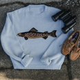 thumbnail image 3 of Chandail pour Femmes à Motif de Poisson Contrasté, Manches Longues, Col Rond, Tricot Côtelé, Chandail, Hauts Décontractés d'Automne, Bleu, G, 3 of 4