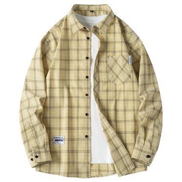 Men's Plaid Shirt, Long Sleeve Button Down Casual Shirt with Pockets, Lightweight Flannel Shirt Jacket for Men, Standard Fit