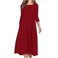 thumbnail image 1 of Vêtements de Mode pour Femmes Mode pour Femmes Coupe Ajustée Confortable Bouton Col en V Couleur Unie Robe Décontractée, 1 of 10