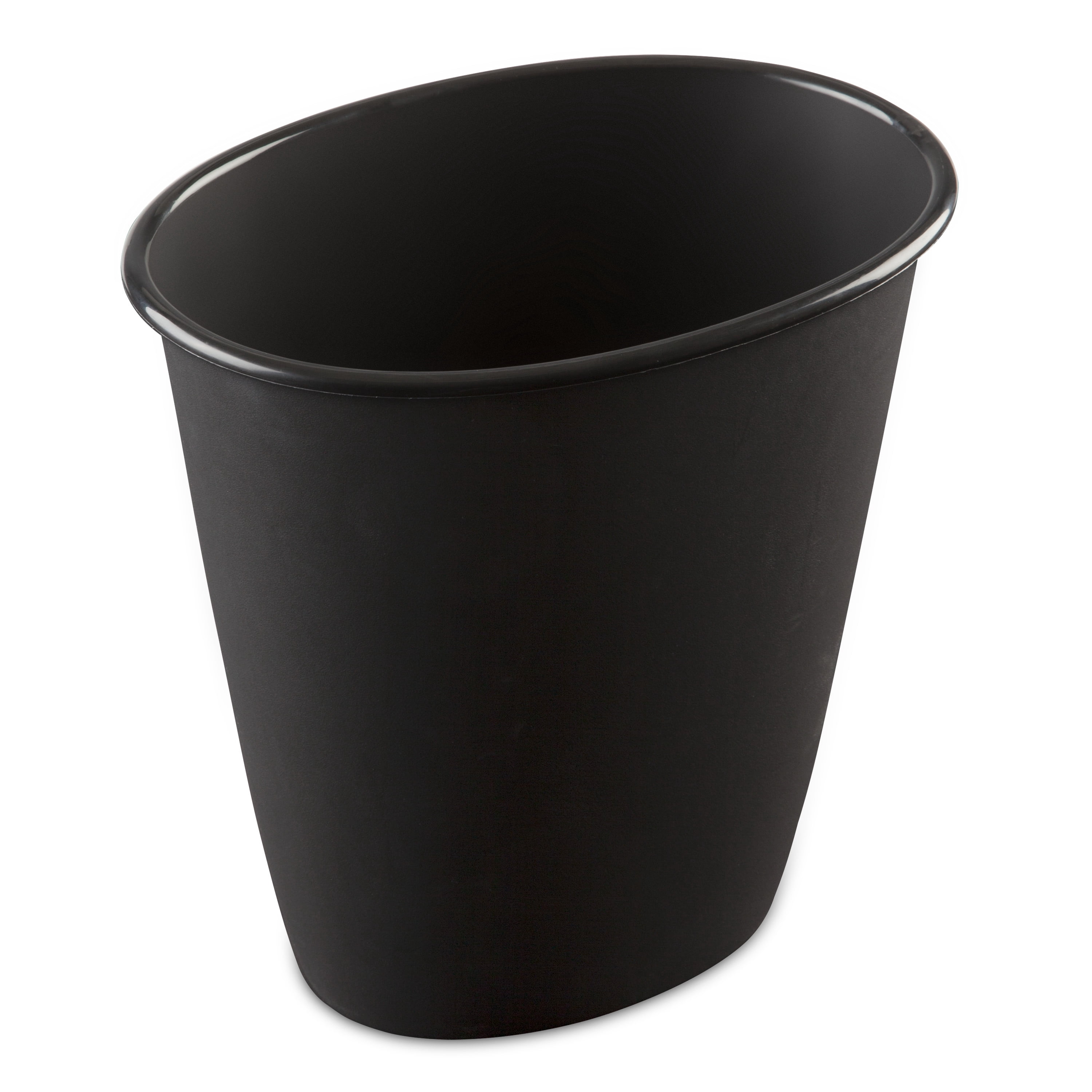 Sterilite Corbeille à déchets ovale de 5,7 L, petite poubelle ouverte en plastique pour salle de bain ou bureau, noir
