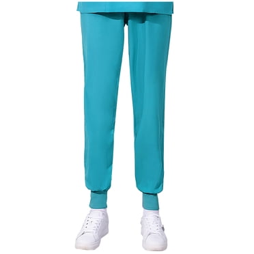 Pantalon de Sarrau pour Femmes Extensible, Joggers de Yoga Anti-Froissement, Taille Élastique, Pantalon de Joggeur Médical pour Soins Infirmiers, Couleur Unie, Quatre Saisons, Pantalon de Travail Ample, Pantalon Habillé d'Infirmière, Bleu Pâle