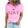 thumbnail image 1 of Diufon Hauts de la Saint-Valentin pour Femmes Décontractés Tendance T-Shirt à Manches Courtes Col Ras du Cou Mignon à Imprimé Graphique Chandail Blouse, 1 of 5