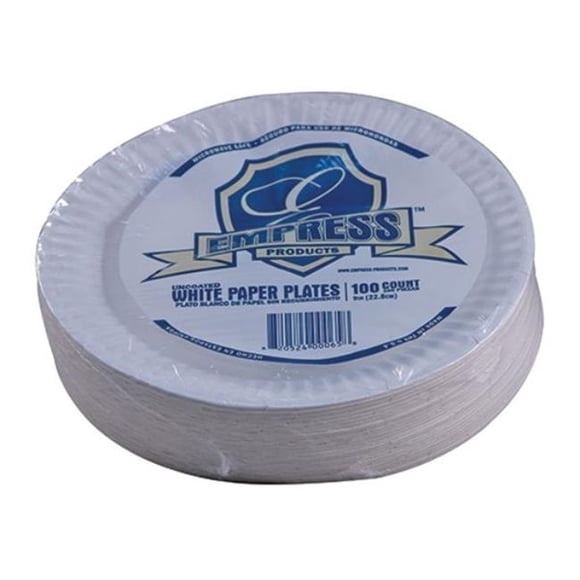 Empress RSC40808 9 in. Uncoated Paper Plates, White