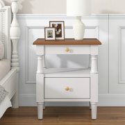 Modern White Nightstand With Drawers Wooden Bedroom Night Stands Bedside Table With Non-Slip Feet,Sofa Accent End Tables For Small Spaces Living Room Bedroom